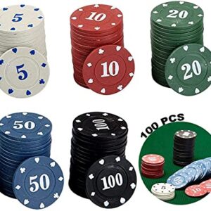 100pcs jetons de poker en plastique jetons de jeu jetons de casino jetons de bingo ensemble de jetons de poker en acrylique avec boite pour compter marqueurs mathematiques apprentissage 1