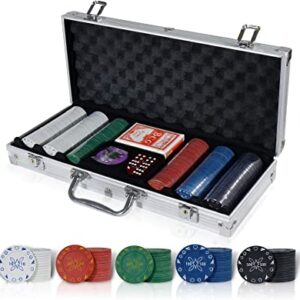 broilissimo jeu de jetons de poker 300 500 jetons de poker de casino avec boitier en aluminium cartes a jouer 5 des 3 dealer 1