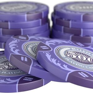 bullets playing cards 25 jetons de poker clay tony pour kit de poker valeur 500 14 g diametre 4 cm couleur violet 1