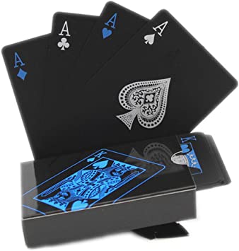 cartes jeux de cartes de poker en plastique noires cartes de poker professionnelles playing cards etanches cartes plastique de qualite superieure pour votre plaisir de poker 2 pieces 1