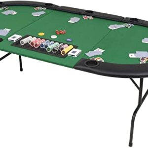 festnight table de poker pliable vert et noir pour 9 joueurs ovale 1