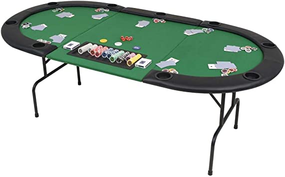 festnight table de poker pliable vert et noir pour 9 joueurs ovale 1