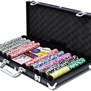 froadp jeu de jetons de poker avec valise en aluminium faciles a transporter coffrets de chips 500x jetons laser de haute qualite 2x jeux de poker 5x des 3x bouton dealer 2x clesnoir 2