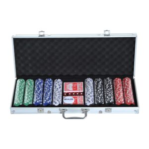 homcom mallette de poker coffret de poker complet avec 500 jetons 2 jeux de cartes 5 des bouton dealer 2 cles alu 1