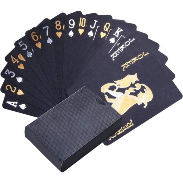 joyoldelf lot de 2 jeu de carte poker etanches en plastique diamond noir nouveaute jeux de carte 54 parfait pour la fete et le jeu 1