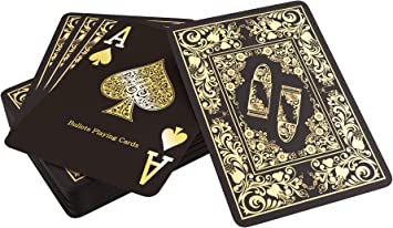 lot de 2 cartes de poker noires et dorees jeux de cartes de poker en plastique etanche impermeables pour fetes et rassemblements noir et dore 1