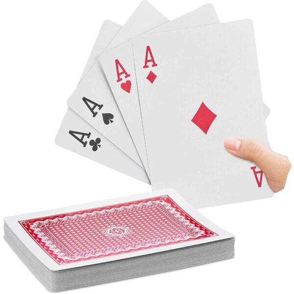 relaxdays cartes de poker jumbo jeu de 54 accessoire de casino en plastique xxl amusant ou deco 18 x 13 cm colore 10023627 multicolore 1