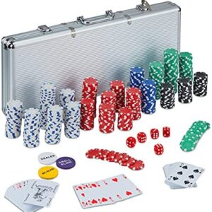 relaxdays coffret de poker 500 jetons sans valeur 2 jeux de cartes 5 des lot de badges a fermer aluminium argente 10031553 1