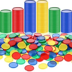 skylety 1000 pieces jetons de poker en plastique jetons de jeu en vrac 5 couleurs carte de compteur pour jeux enfants apprentissage de compte math jeton vierge de jeu de bingo 086 pouce 1
