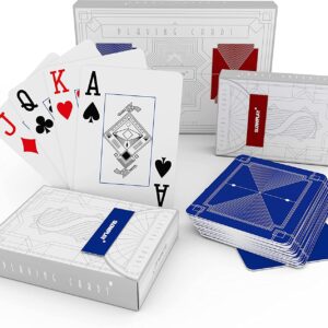 slowplay cartes de poker en plastique double paquet bleu et rouge index jumbo impermeable et lavable jeu de cartes de poker professionnelles cartes a jouer de texas holdem poker 2