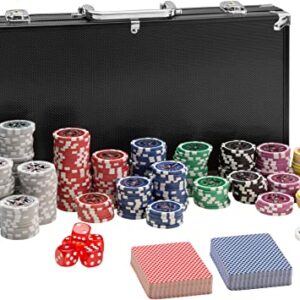 tectake 402558 mallette de poker avec laser jetons 300 pieces coffret de poker en aluminium incl 5 des 2 jeux de cartes 1 bouton dealer noir 1