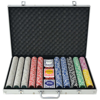 vidaxl coffret de poker avec 1000 jetons laser aluminium ensemble de jetons 1