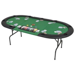 vidaxl table de poker pliable pour 9 joueurs 3 plis ovale vert table casino 1